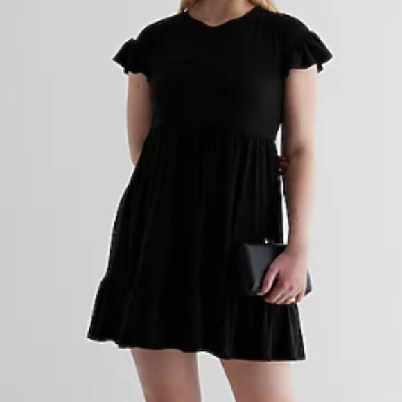 NWT, Express • Ruffle Trim Mini Babydoll Dress, Size Small - Picture 1 of 2